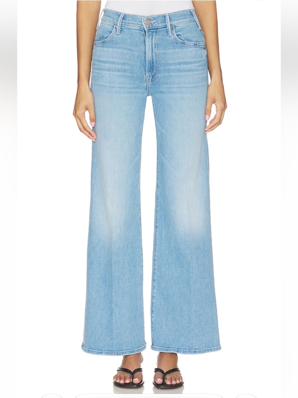 MOTHER The Hustler Roller Sneak Wide Leg Jeans in Room Service